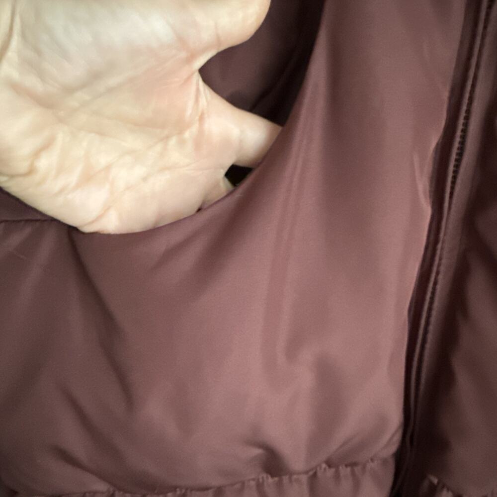 Sundance Catalog Maroon Down Puffer Jacket Womens XL Long Hooded Winter - Picture 5 of 11